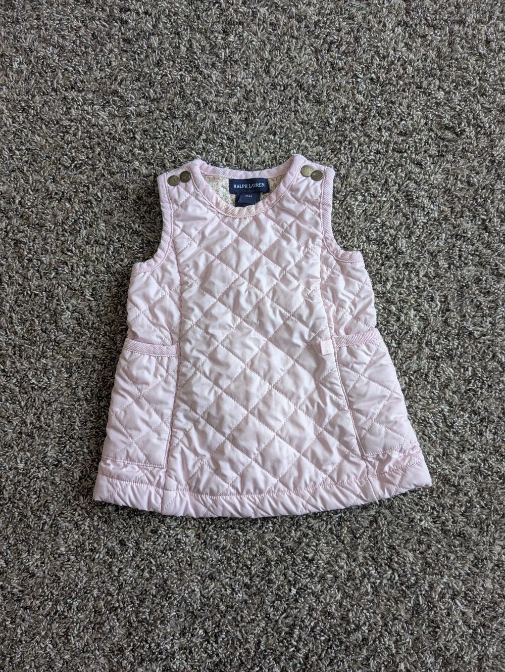 Ralph Lauren Baby Girl's Quilted Dress Size 9 Months Pink